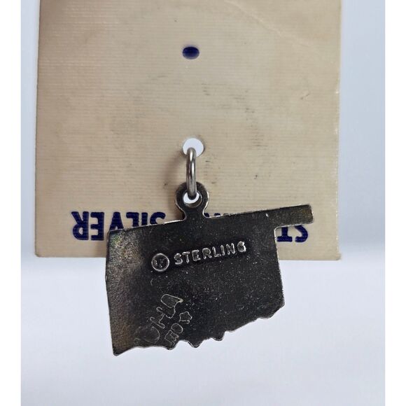 New on Card Vintage Forte Sterling Silver Oklahoma Bracelet Charm Souvenir - Picture 2 of 2